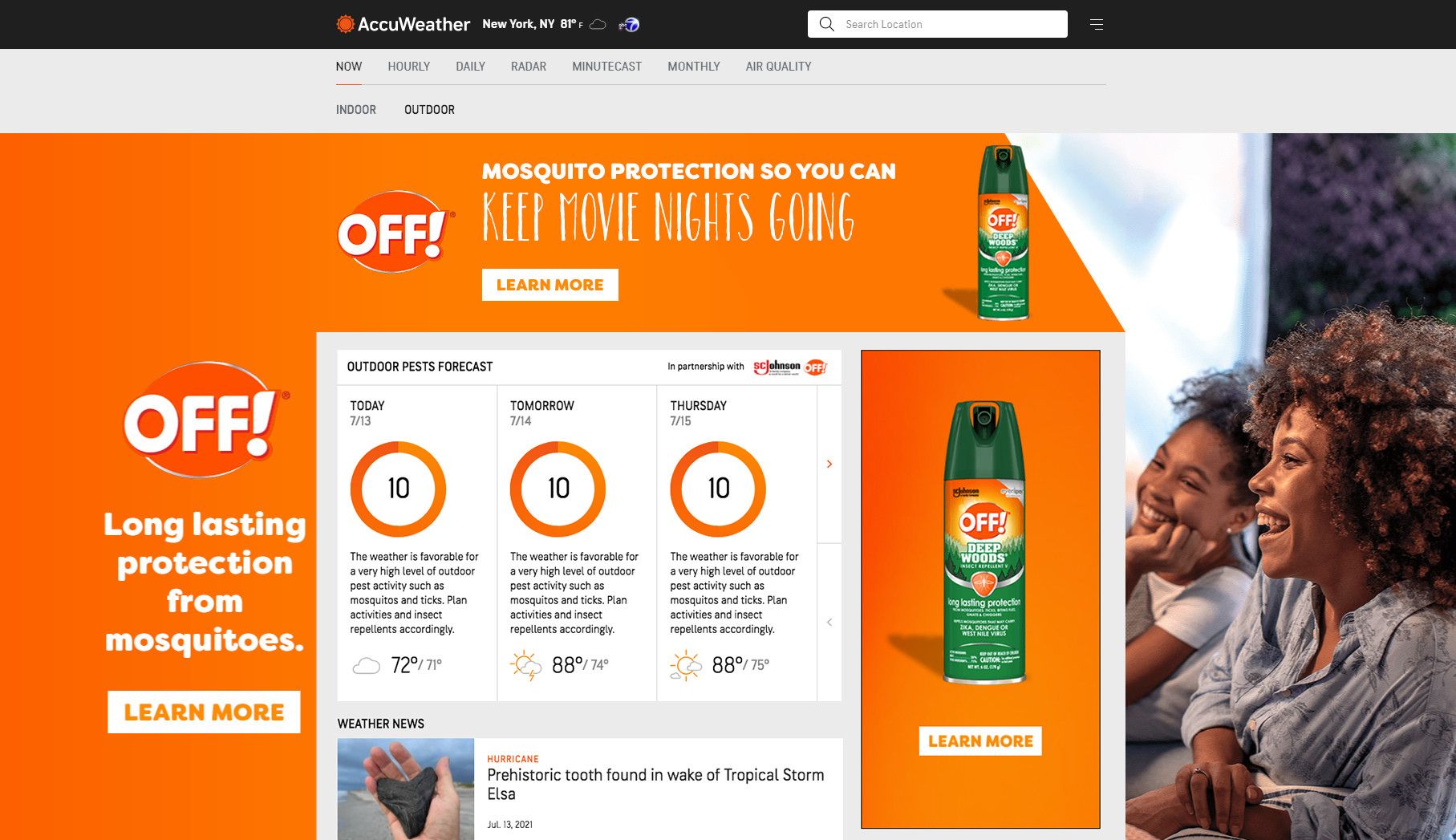 A nova previsão de pragas da Accuweather protege os caminhantes de carrapatos e mosquitos 3 Outdoor - Pest Index Screenshot Desktop Demo