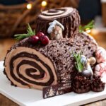 a traditional Bûche de Noël dessert