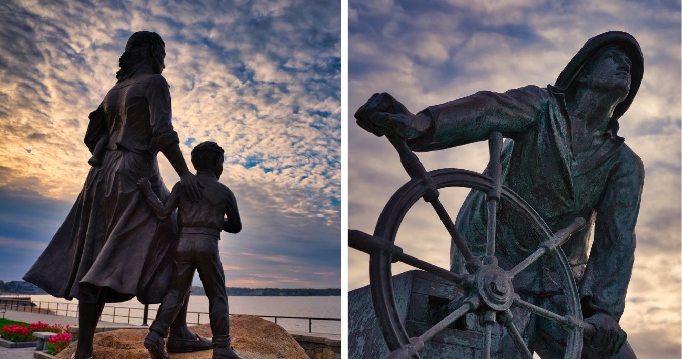 O memorial deste pescador pode ser o suficiente para levá-lo a esta pequena cidade de pescadores 1 memorial das esposas dos pescadores, memorial do pescador em gloucester