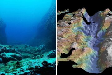 a fault line under the ocean, the sonar of a boomerang earthquake