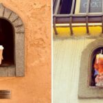 handing wine and coffee through wine windows in italy