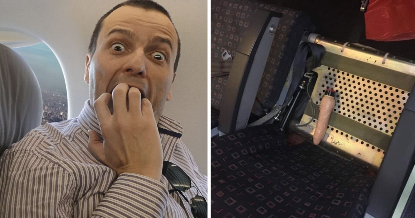 10 coisas que os passageiros deixaram para trás nos aviões (que farão você pensar duas vezes antes de usar o bolso do assento) 1 um homem enlouquece em um avião, um brinquedo encontrado em um avião depois que um passageiro saiu