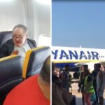 an angry passenger aboard a ryanair plane, a ryanair plane catches fire before takeoff