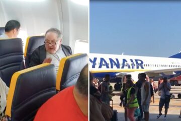 an angry passenger aboard a ryanair plane, a ryanair plane catches fire before takeoff