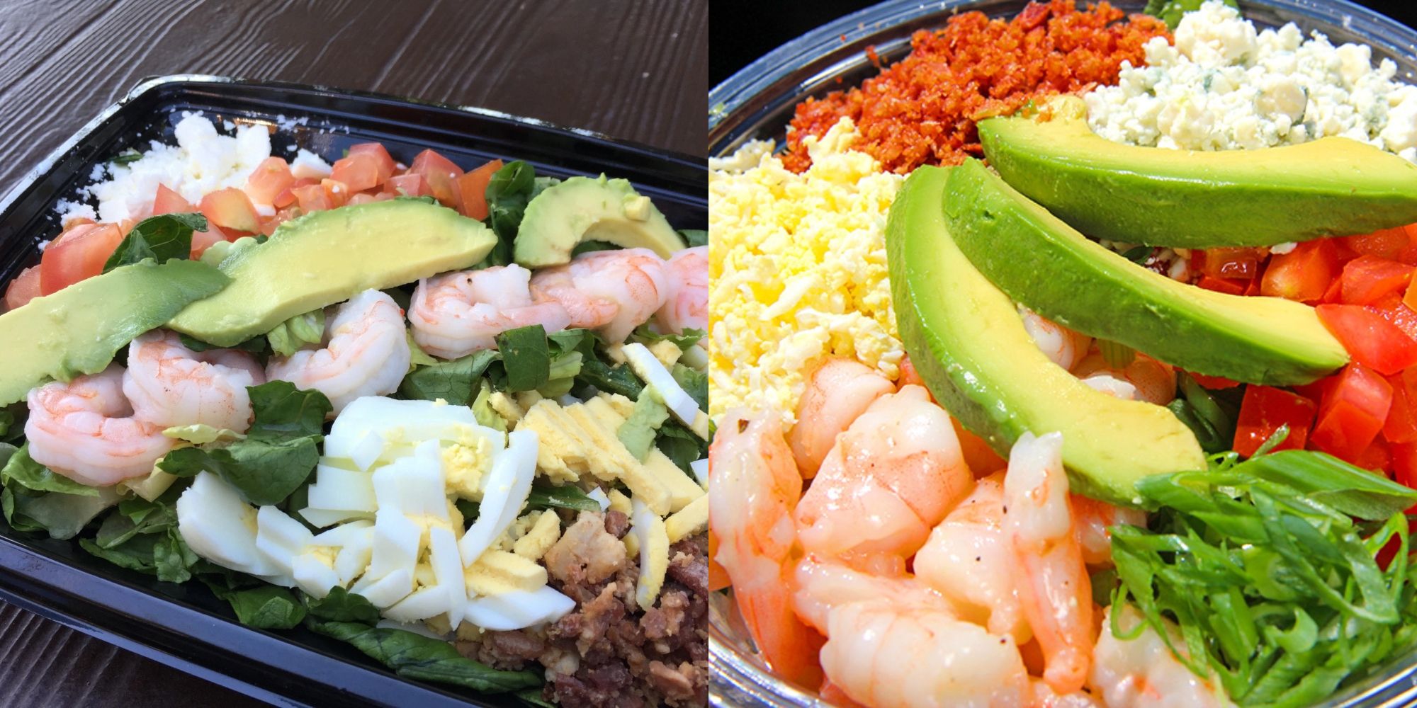 Confira a comida mais saudável da Disneylândia 2 duas saladas de camarão no restaurante harbour galley na disneyland