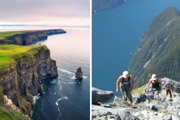 the cliffs of moher in ireland, climbing mitre peak in new zealand
