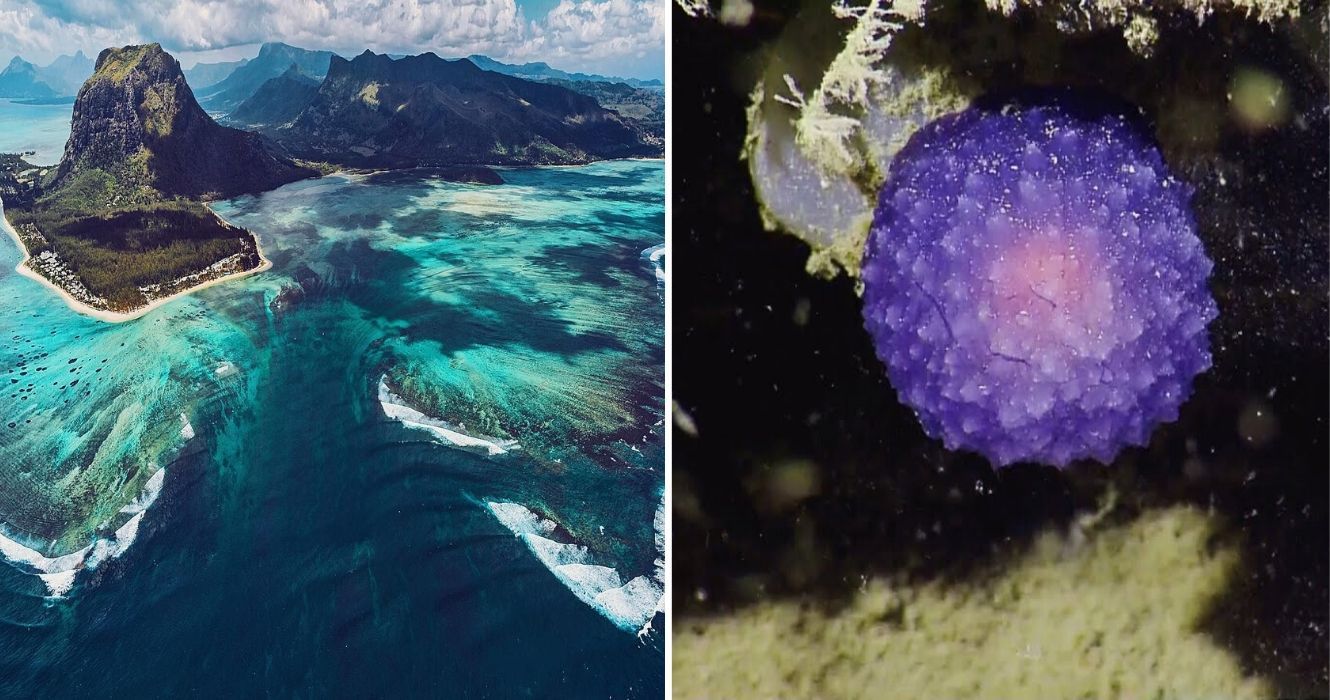 A partir de 2020, esses mistérios do oceano ainda são inexplicáveis 1 uma ilusão de cachoeira subaquática, uma misteriosa orbe roxa no oceano