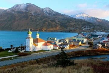 an aerial view of unalaska