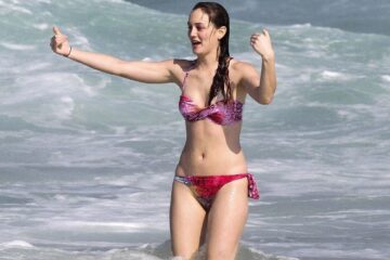 Leighton Meester in the water in Brazil