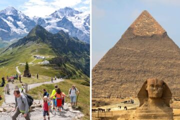 the panorama trail in switzerland, the pyramids of giza
