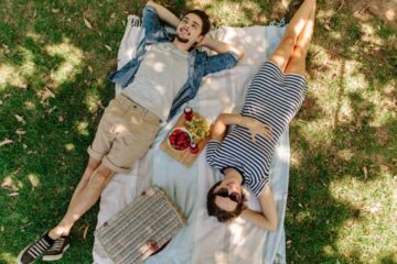 a couple having a picnic