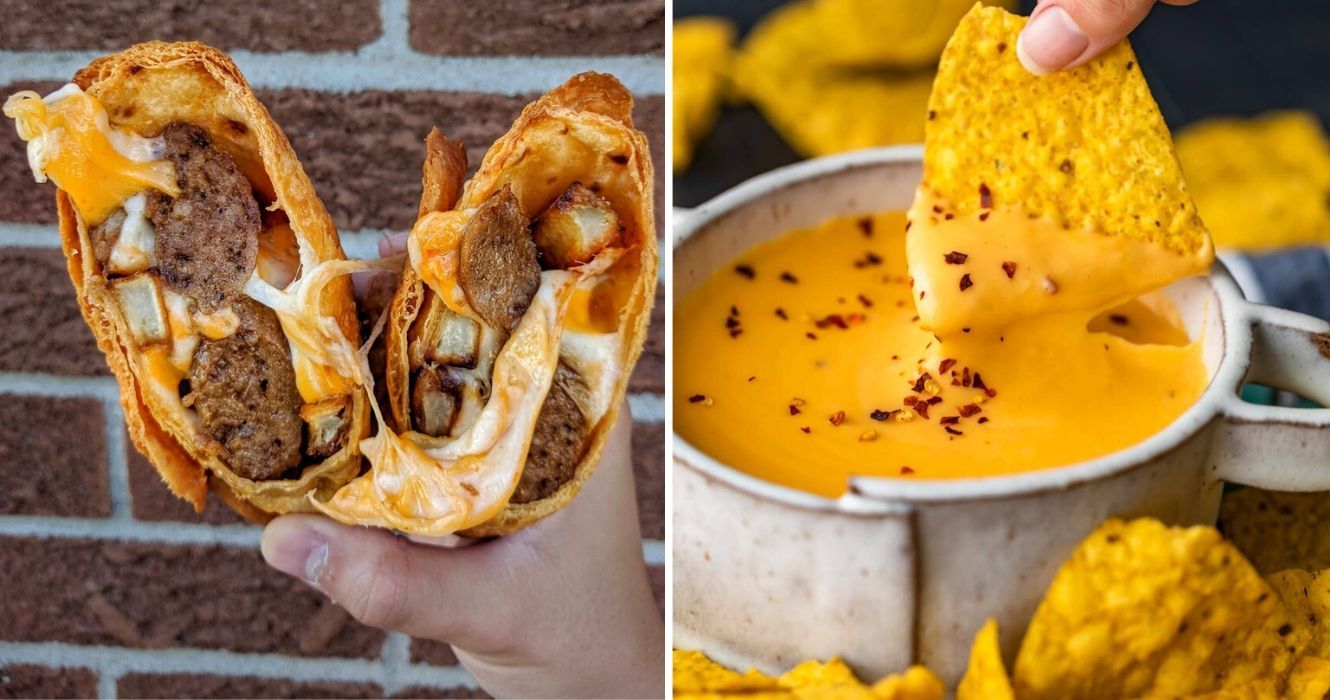 Eles realmente não comem essas comidas mexicanas no México 1 um queijo chimichanga, molho de queijo de laranja