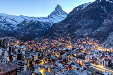 the town of zermatt near matterhorn in switzerland