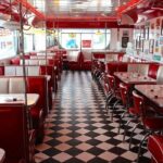 a red and white retro diner