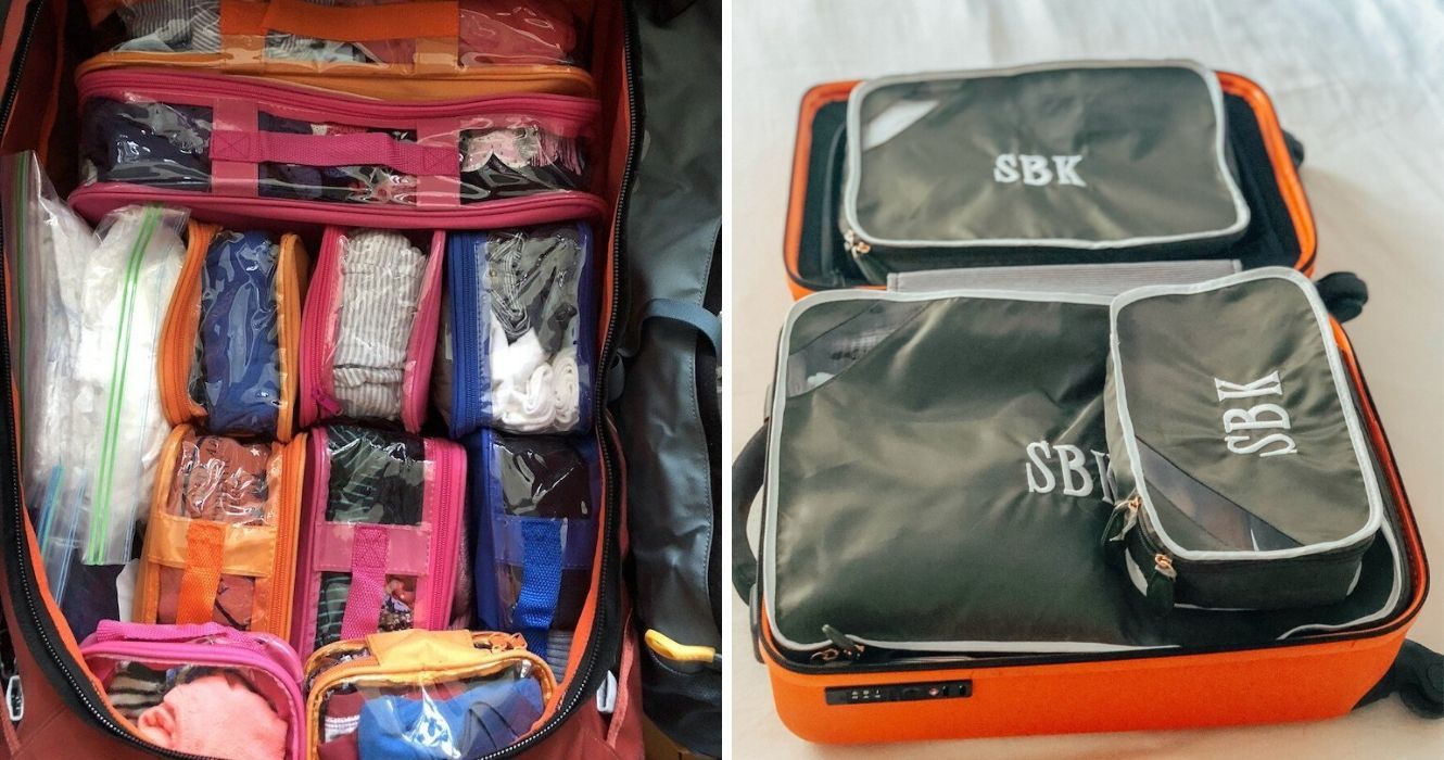 Estamos defendendo que os cubos de embalagem valem a pena 1 bagagem organizada com cubos de embalagem