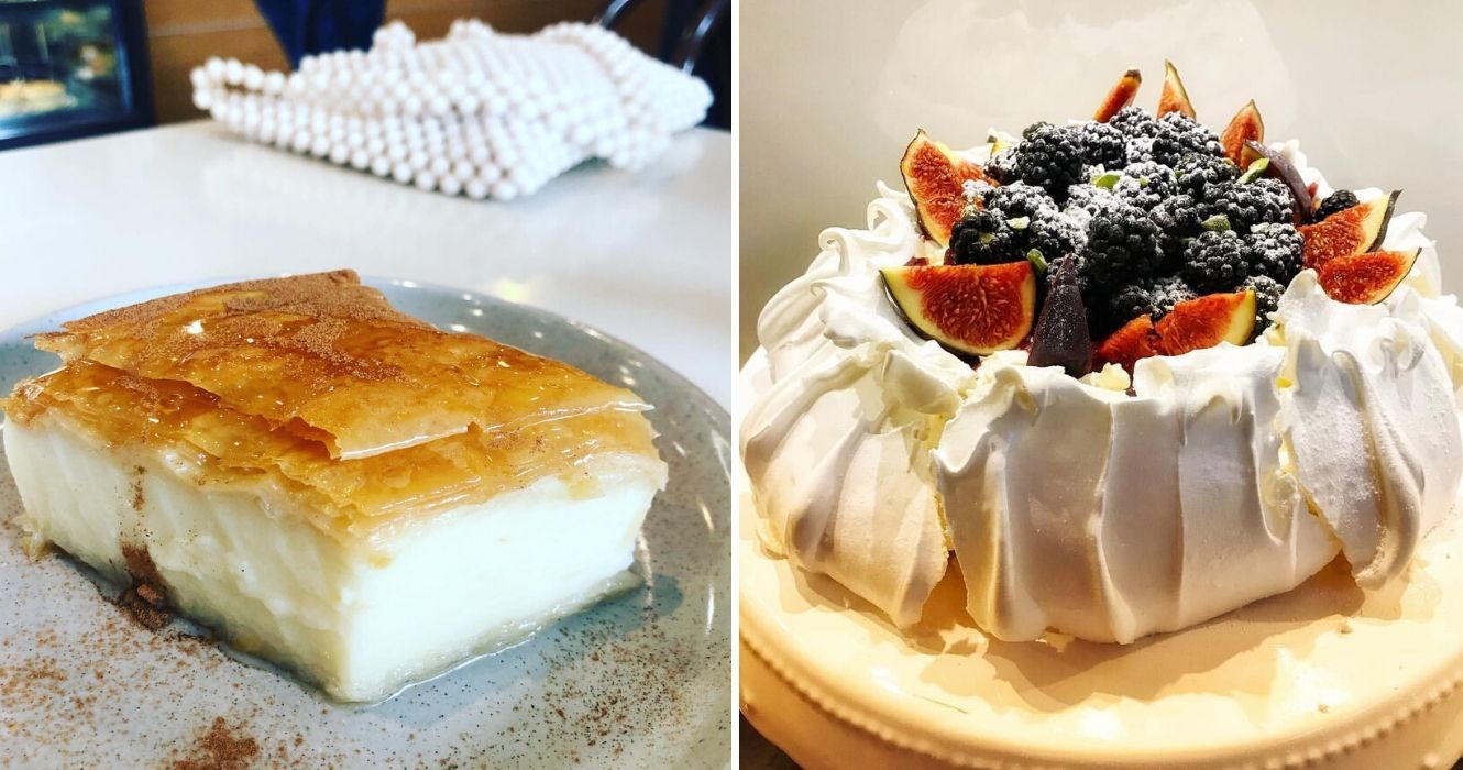 Estas fotos das sobremesas mais doces (de todo o mundo) estão aqui para fazer você babar 1 uma sobremesa grega chamada galaktoboureka, uma sobremesa francesa chamada pavlova