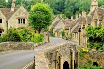a street through cotswold, england