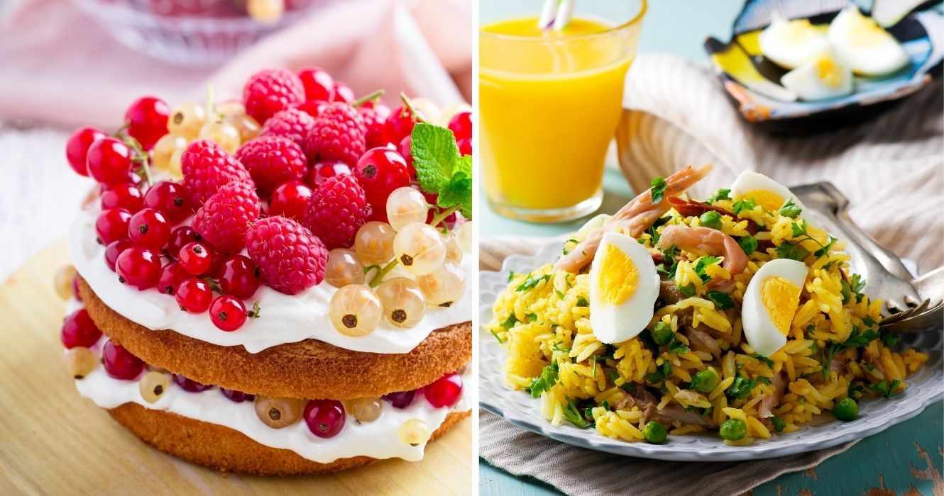 Estas receitas da era vitoriana são incomuns, mas surpreendentemente deliciosas 1 uma clássica sobremesa vitoriana, o clássico sanduíche victoria e kedgeree e um prato indiano