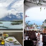 the views from both explora patagonia hotel and le sirenuse