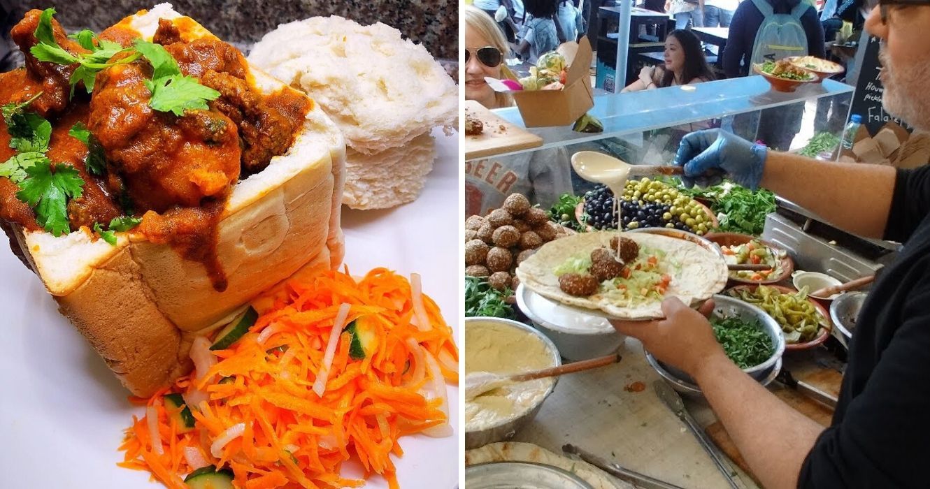 Estes países têm a comida de rua mais irresistível 1 bunny chow street food, um vendedor ambulante serve falafel