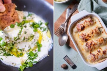 a traditional cheese spread, labneh, Chicons Au Gratin, a traditional dish in belgium