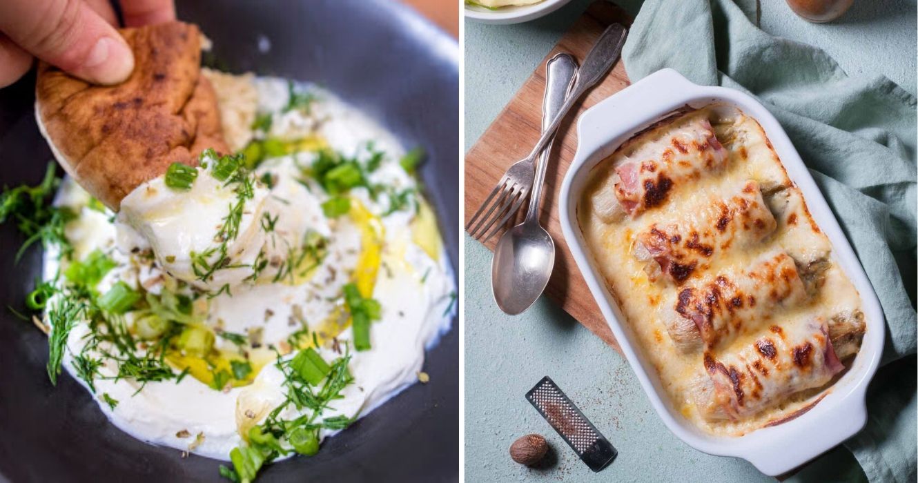 Estes pratos de queijo parecem incríveis (mas você precisa viajar para prová-los) 1 uma pasta de queijo tradicional, labneh, Chicons Au Gratin, um prato tradicional na Bélgica