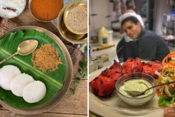 a plate of indian idli, chicken tandoor