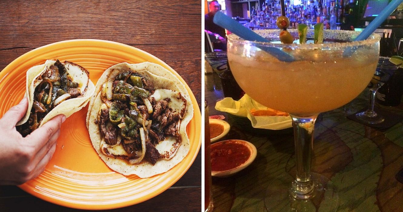 Estes restaurantes Tex Mex em Austin têm a comida mais saborosa e o melhor happy hour 1 um prato de tacos do matt's el rancho, uma margarita da Casa Chapala em austin, texas