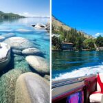 swimming at lake tahoe, boating on lake chelan