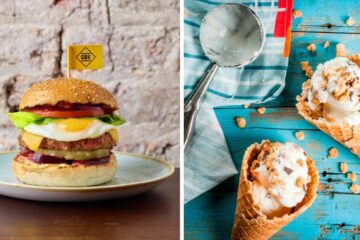 a kiwi burger, a scoop of hokey pokey ice cream