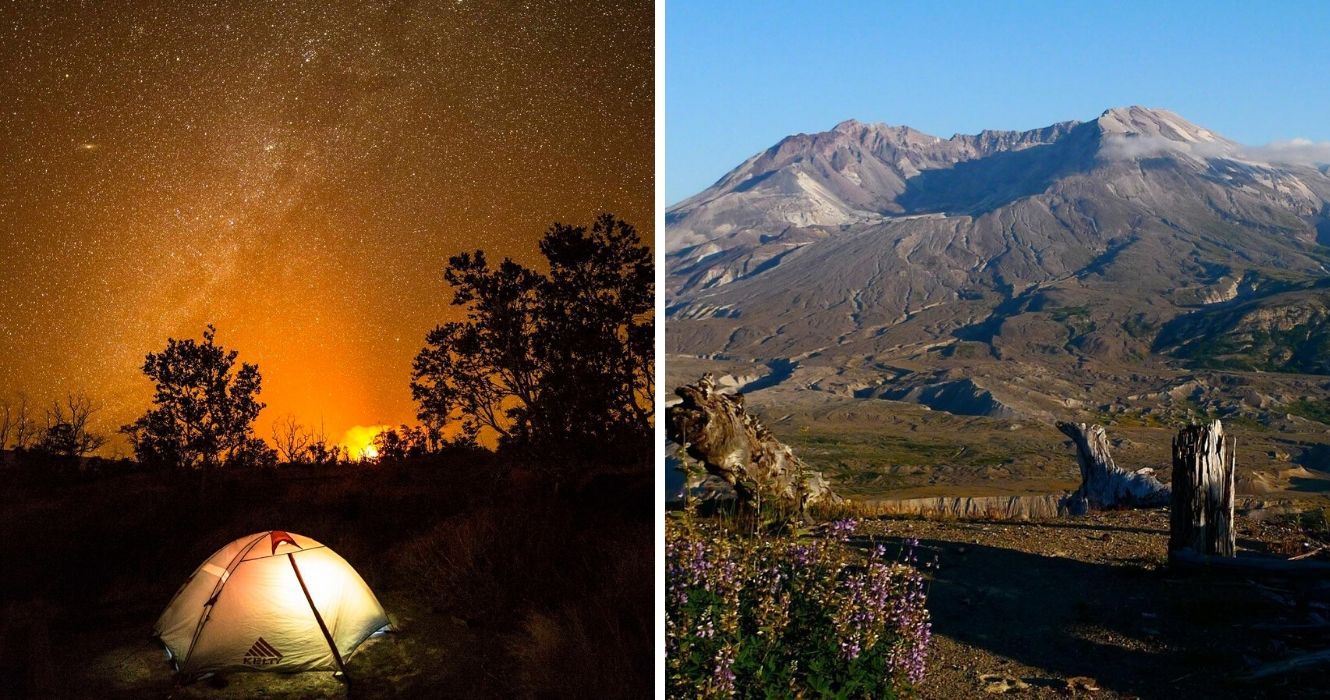 Gostaria de acampar ao lado de um vulcão? Aqui é onde você pode fazer isso nos EUA 1 acampando em Nāmakanipaio no Havaí, uma vista do monte St Helens