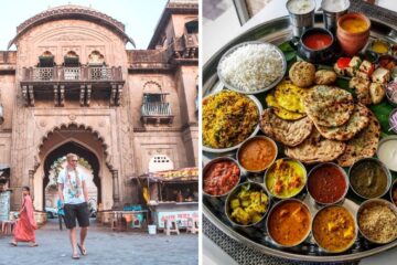 a man walks through a marketplace in india, traditional foods in india