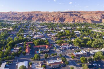 an aerial view of moab, utah