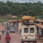 a van drives through the city of cameroon
