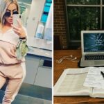 a woman taking a selfie at the airport, working from home
