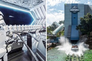 the star wars ride and the jurassic world ride at universal