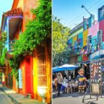 Colorful buildings line the alley in Cartagena, Columbia on the Caribbean coast/ Centro Cultural in Buenos Aires, Argentina