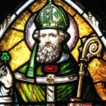 a stained glass artwork of saint patrick
