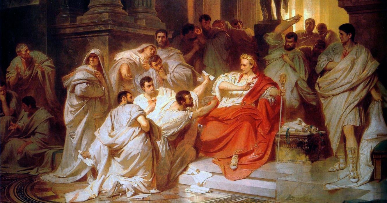 uma pintura de julius casar momentos antes de sua morte