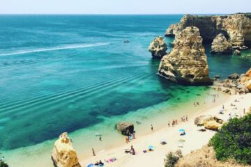 Praia Da Marinha beach in portugal