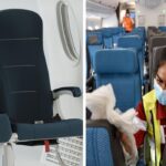 an employee cleans a plane, the interspace lite plane seat