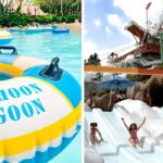 the floating river at typhoon lagoon, the water slide at blizzard beach