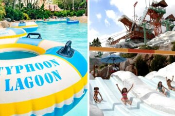 the floating river at typhoon lagoon, the water slide at blizzard beach