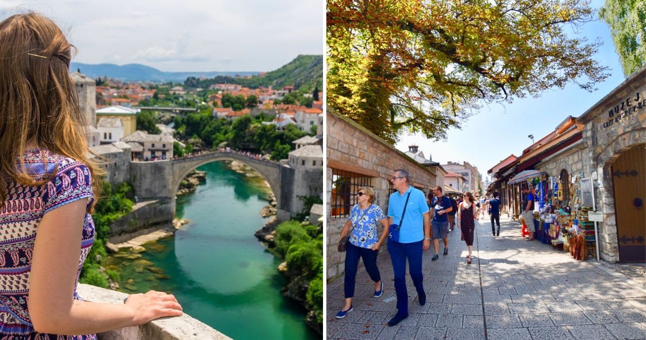 Sarajevo não está no radar de ninguém, mas eis por que essa cidade do leste europeu deveria estar 1 uma garota olha para Sarajevo de uma ponte, as ruas de paralelepípedos de Sarajevo