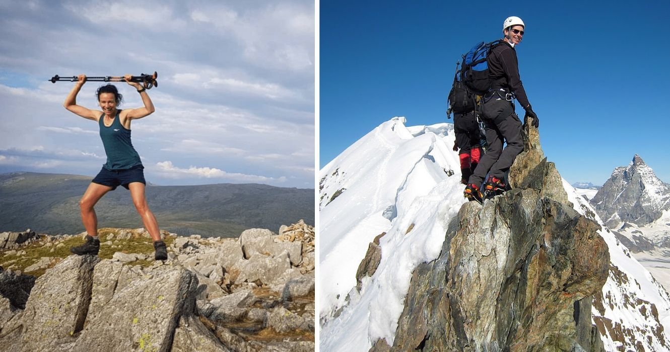 Se o acampamento base do Everest o intimida: experimente estas subidas 1 uma mulher caminha até o topo do Kilimanjaro, um montanhista fica no topo de matterhorn na suíça