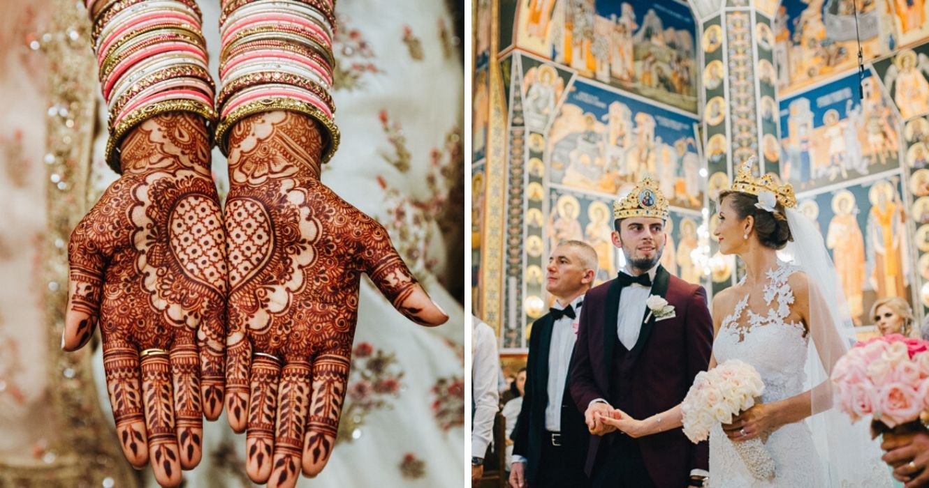 henna em uma noiva na índia, um casamento tradicional romeno
