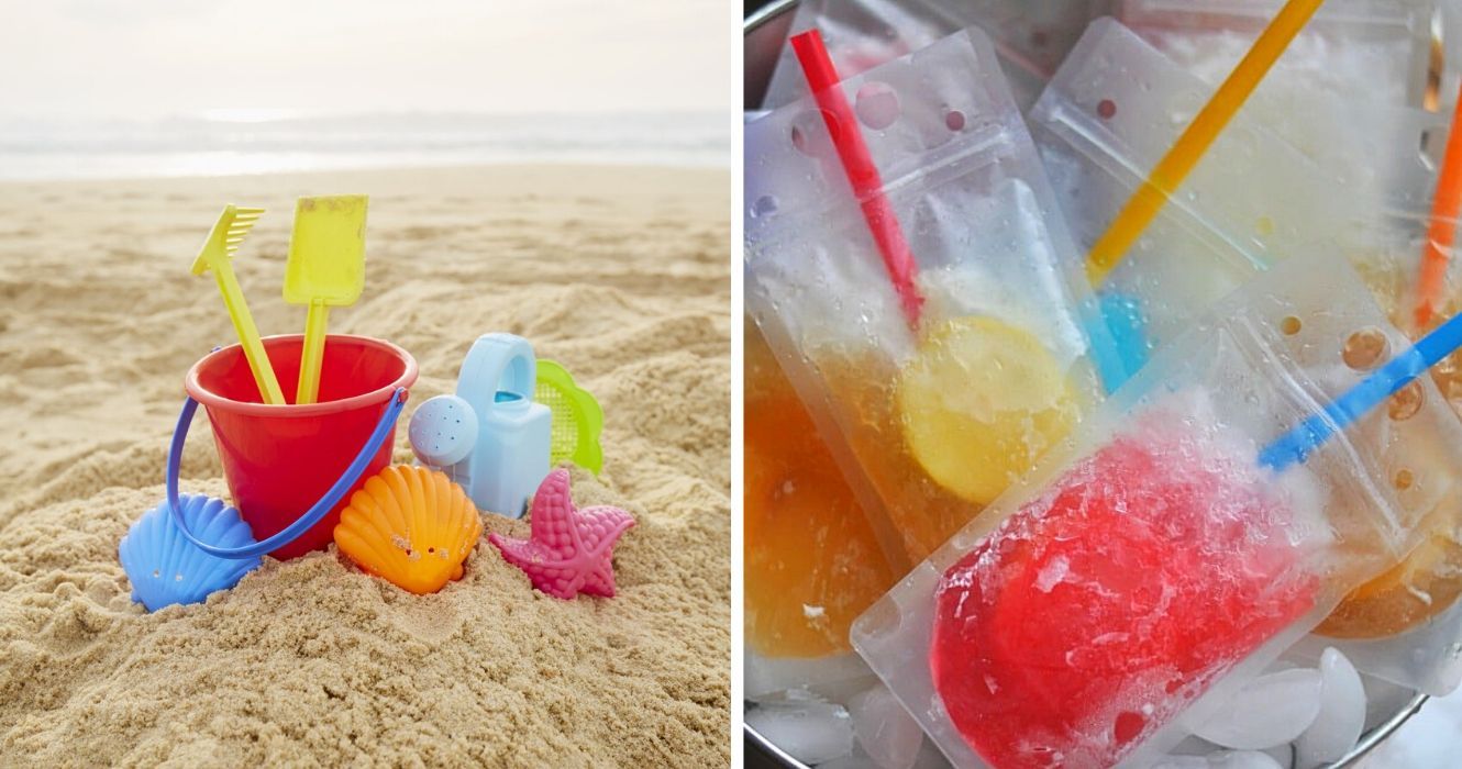 Truques para tornar um dia na praia ainda melhor 1 brinquedos de praia de plástico e bebidas caseiras carpi sun