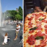 washington square park in nyc, pizza from numero 28 pizza