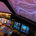 lightning outside of a plane