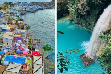 a city in lebanon, a waterfall in the philippines